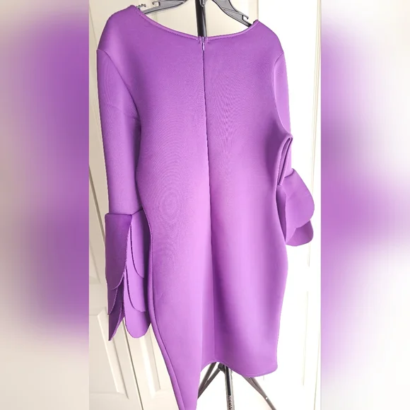 Elegant Purple Dress with Unique Sleeves - Picture 5 of 6